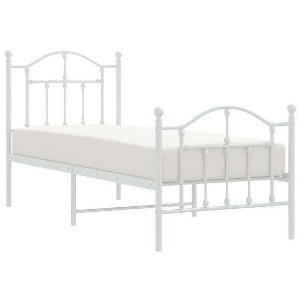 vidaXL Estructura cama sin colch&oacute;n con estribo metal blanco 75x190 cm