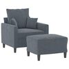 vidaXL Sillón con taburete terciopelo gris oscuro 60 cm