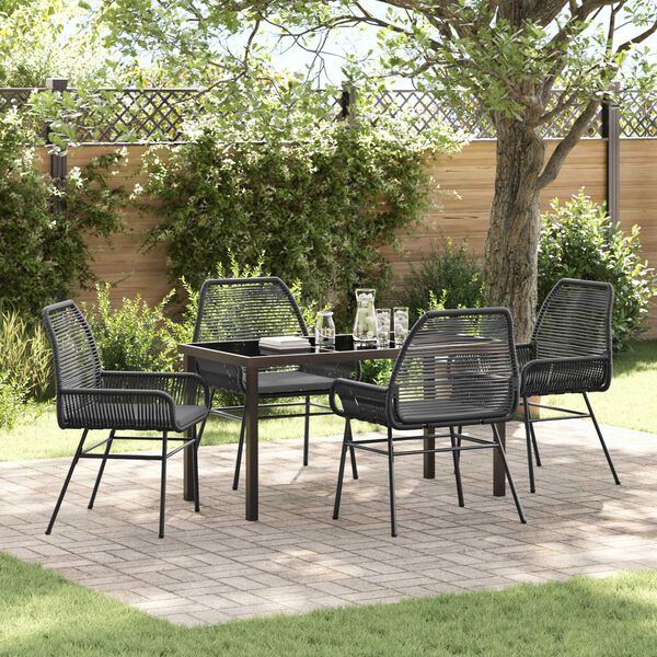 vidaXL Conjunto de Comedor de Jard&iacute;n 5 pcs Negro rat&aacute;n sint&eacute;tico