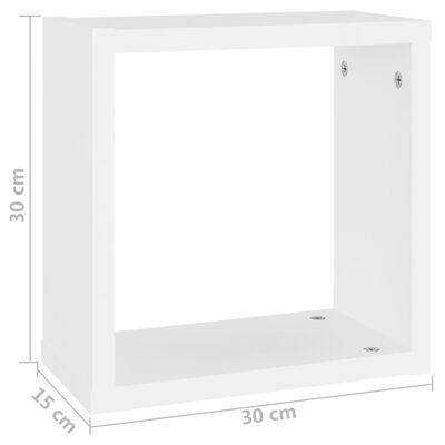 vidaXL Estantes cubo de pared 4 unidades blanco 30x15x30 cm