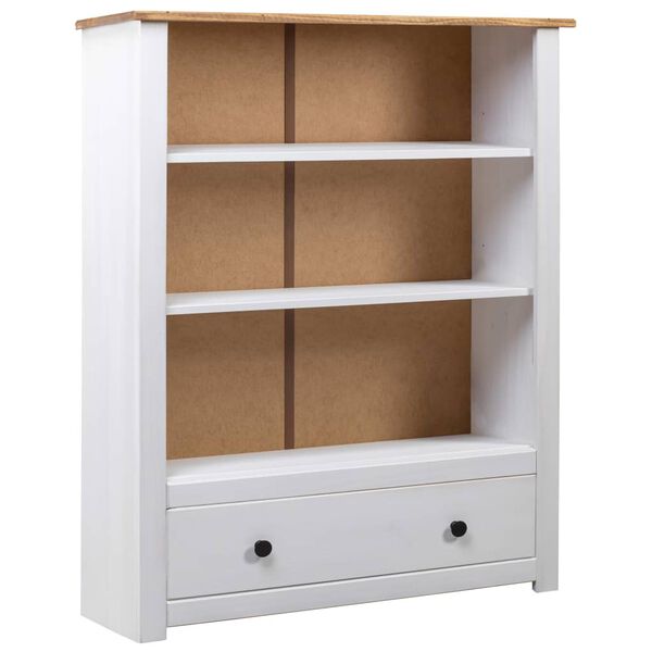 vidaXL Librer&iacute;a de madera maciza pino estilo Panam&aacute; blanco 80x35x110 cm