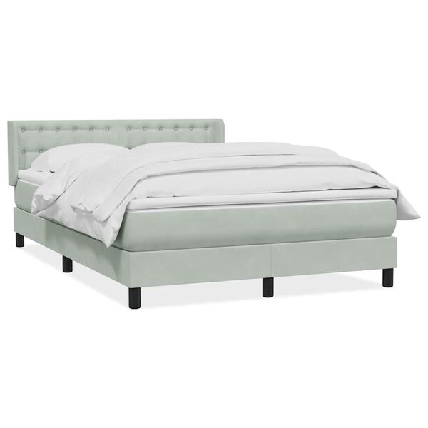 vidaXL Cama box spring con colch&oacute;n terciopelo gris claro 140x210 cm
