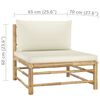 vidaXL Set de muebles de jardín 3 piezas bambú y cojines blanco crema