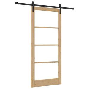 vidaXL Puerta Corredera ORKDAL Natural y negro 93 x 211 cm