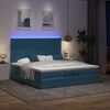 vidaXL Cama otomana con colchones y luces LED azul oscuro 200x200 cm