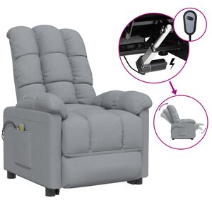 vidaXL Sill&oacute;n de masaje el&eacute;ctrico tela gris claro