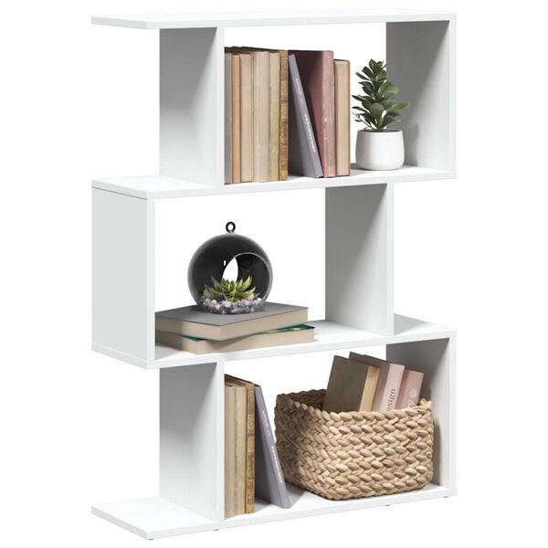 vidaXL Librer&iacute;a biombo de 3 niveles, blanca, 70 x 24 x 97 cm, madera de ingenier&iacute;a