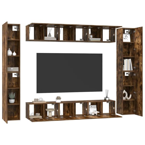 vidaXL Set de muebles de TV 10 pzas madera contrachapada roble ahumado