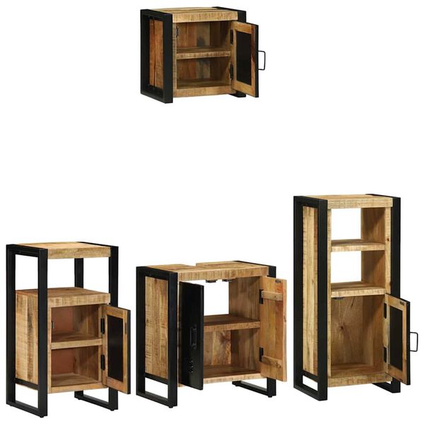 vidaXL Juego de muebles de baño 4 pcs Marrón Madera sólida recuperada