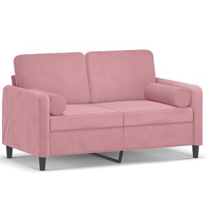 vidaXL Sof&aacute; de 2 plazas con cojines terciopelo rosa 120 cm