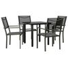 vidaXL Juego de comedor para jard&iacute;n 5 piezas acero y textilene negro