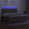 vidaXL Cama box spring colch&oacute;n y luces LED tela gris taupe 200x200 cm