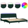 vidaXL Estructura de cama con LED sin colch&oacute;n Hanko terciopelo verde oscuro 200x200cm