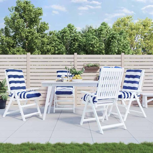 vidaXL Cojines silla respaldo bajo 4 uds tela Oxford rayas azul blanco