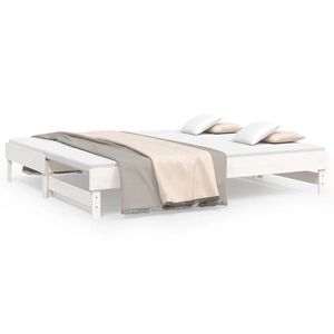 vidaXL Sofá cama extraíble madera maciza de pino blanco 2x(80x200) cm