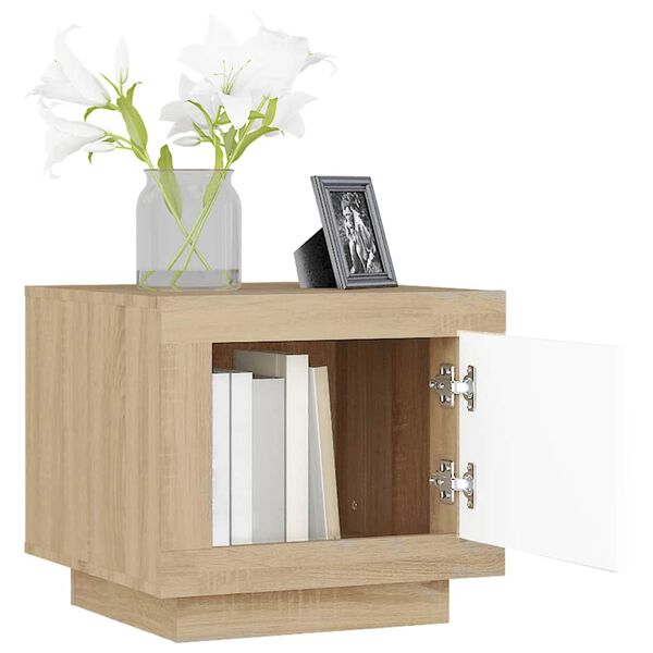 vidaXL Mesa de centro madera de ingenier&iacute;a blanco y Sonoma 51x50x45 cm