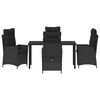 vidaXL Conjunto de Comedor de Jard&iacute;n 5 pcs Negro rat&aacute;n sint&eacute;tico