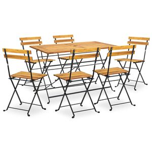 vidaXL Comedor de jardín plegable 7 piezas de madera maciza de acacia