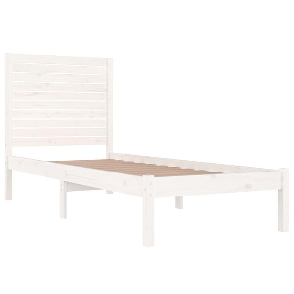 vidaXL Estructura de cama madera maciza individual blanco 75x190 cm