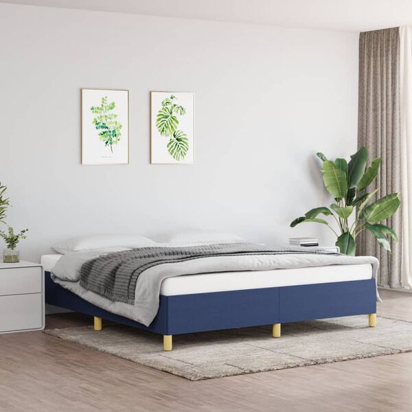 vidaXL Cama sin colch&oacute;n tela azul 180x200 cm