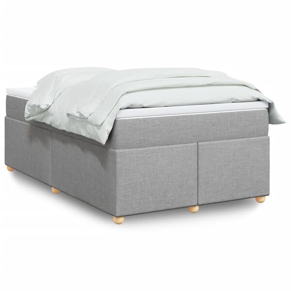 vidaXL Cama box spring con colch&oacute;n tela gris claro 120x200 cm