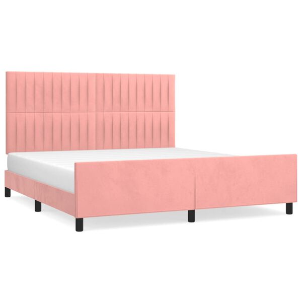 vidaXL Estructura de cama sin colch&oacute;n terciopelo rosa 160x200 cm