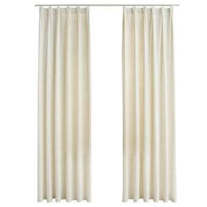 vidaXL Cortinas opacas con ganchos 2 pzas terciopelo crema 140x245 cm