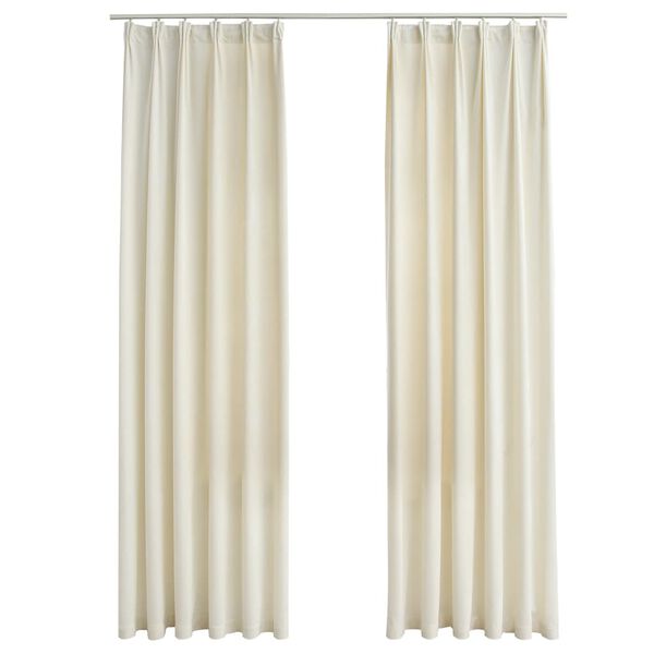 vidaXL Cortinas opacas con ganchos 2 pzas terciopelo crema 140x245 cm