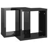 vidaXL Estantes cubo de pared 2 unidades negro brillo 30x15x30 cm