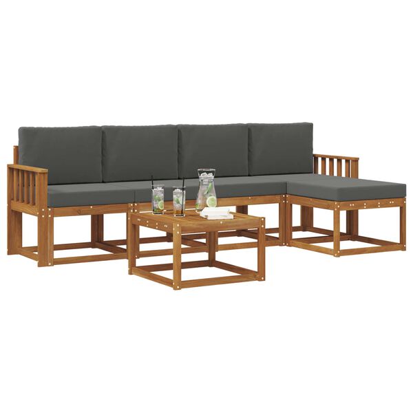 vidaXL Conjunto de sof&aacute;s de exterior 6 pcs Natural y Antracita