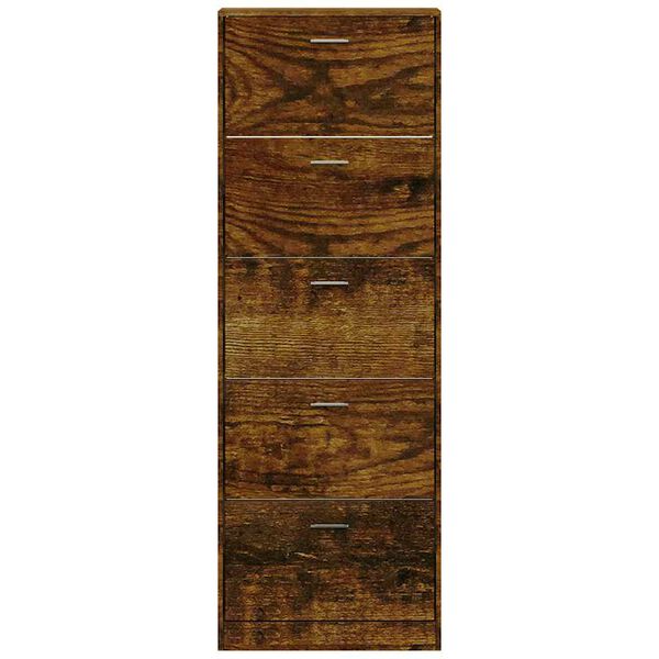 vidaXL Zapatero madera contrachapada roble ahumado 59x17x169 cm