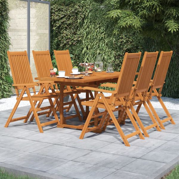 vidaXL Juego de comedor de jard&iacute;n 7 piezas madera maciza de acacia 120-170 cm