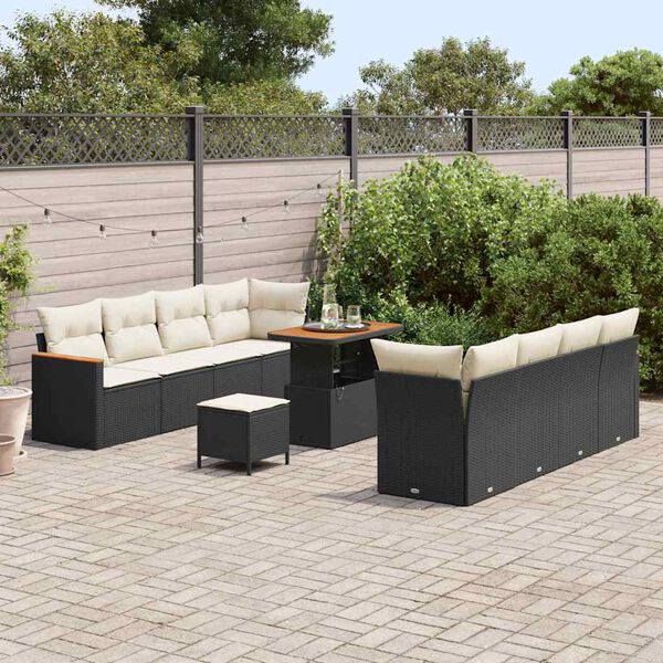 vidaXL Conjunto de sof&aacute;s de jard&iacute;n 12 pcs Negro rat&aacute;n sint&eacute;tico