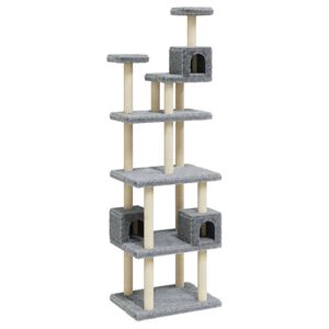 vidaXL Rascador para gatos con postes de sisal gris claro 188 cm