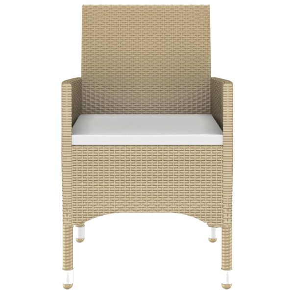 vidaXL Set de comedor de jard&iacute;n 7 pzas rat&aacute;n sint&eacute;tico vidrio beige