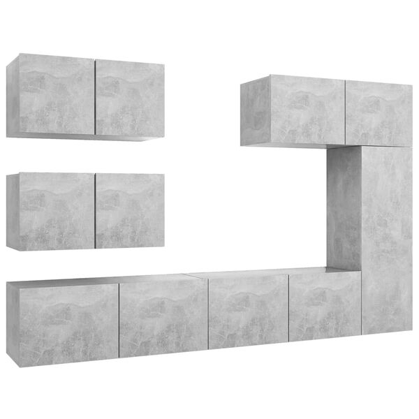 vidaXL Set muebles de salón TV 6 pzas madera ingeniería gris hormigón