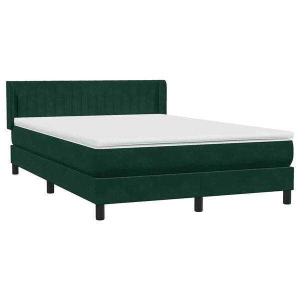 vidaXL Cama box spring con colch&oacute;n terciopelo verde oscuro 160x220 cm