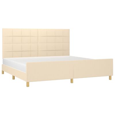 vidaXL Estructura de cama con cabecero de tela color crema 200x200 cm