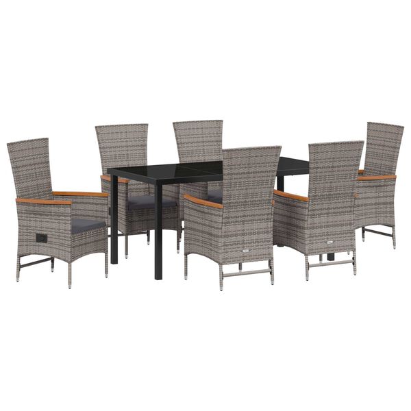 vidaXL Conjunto de Comedor de Jard&iacute;n con coj&iacute;n 7 pcs Gris