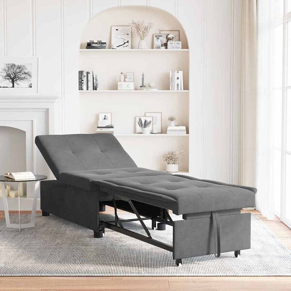 vidaXL Sof&aacute; cama desplegable Gris oscuro 194 x 67 x 82 cm Microfibra