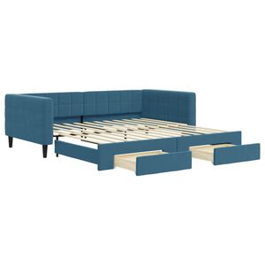 vidaXL Sof&aacute; cama nido con cajones terciopelo azul 100x200 cm
