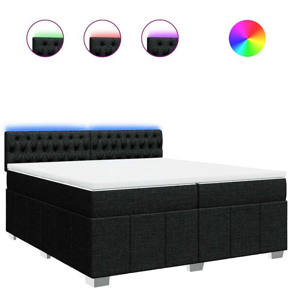 vidaXL Cama box spring con colch&oacute;n tela negro 200x200 cm