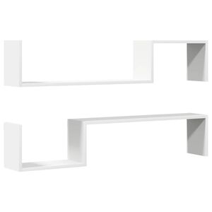 vidaXL Estantes de pared 2 uds madera contrachapada blanco 100x15x20cm
