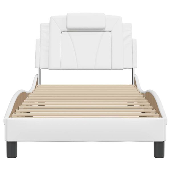 vidaXL Estructura de cama Viana sin colch&oacute;n cuero sint&eacute;tico blanco 80x200 cm