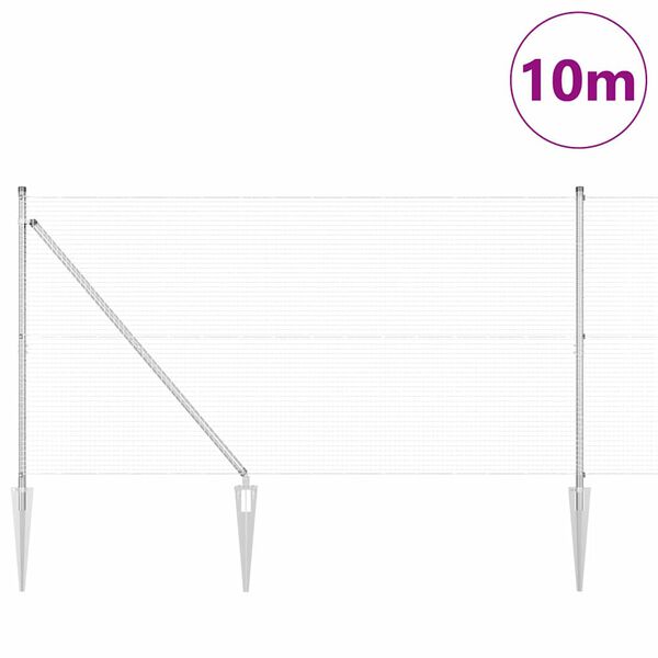 vidaXL Poste de Valla Plateado 10 x 1,2 m (19 x 19 mm de malla) Acero