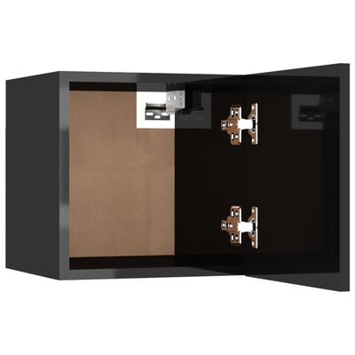vidaXL Muebles de salón de pared 4 uds negro brillo 30,5x30x30 cm