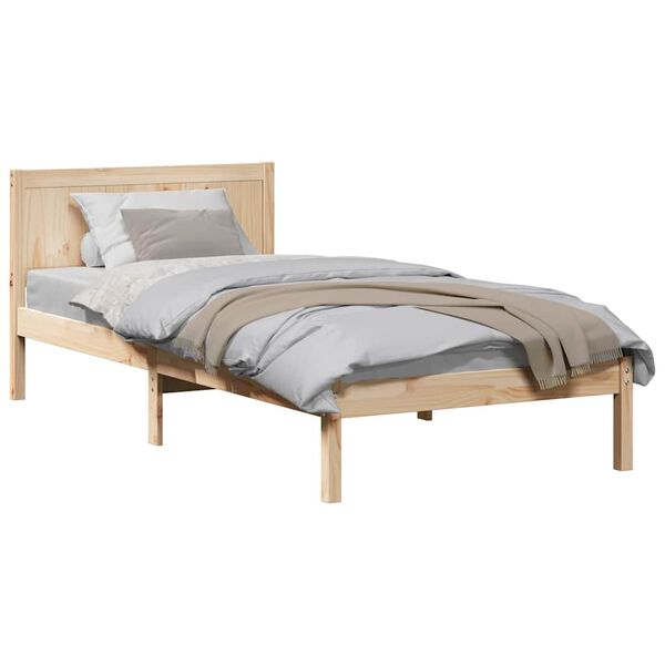vidaXL Estructura de cama Marrón 75 x 190 cm Madera maciza de Pino