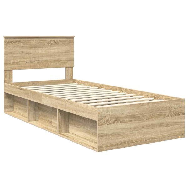 vidaXL Estructura de cama con cabecera Roble Sonoma 90 x 200 cm