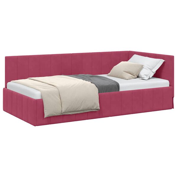 vidaXL Estructura de cama en esquina Rojo vino 100 cm x 200 cm
