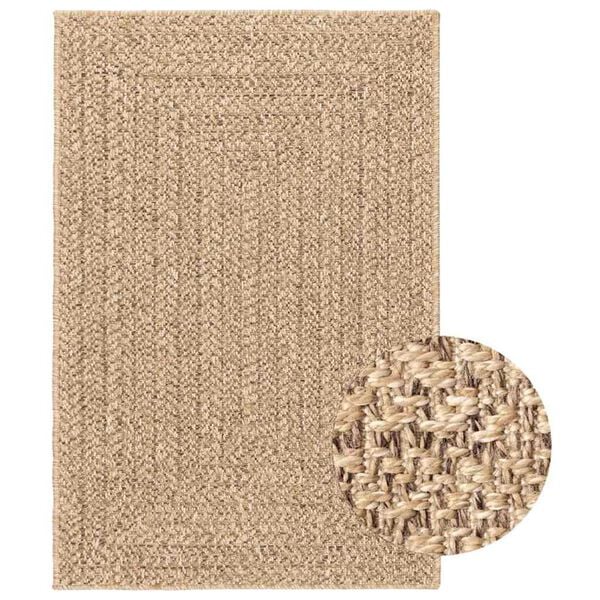 vidaXL Alfombra ZIZUR aspecto yute interior/exterior beige 140x200 cm